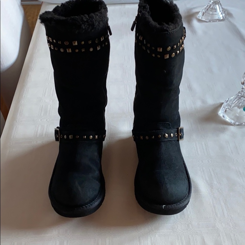 Black UGG boots with rhinestones